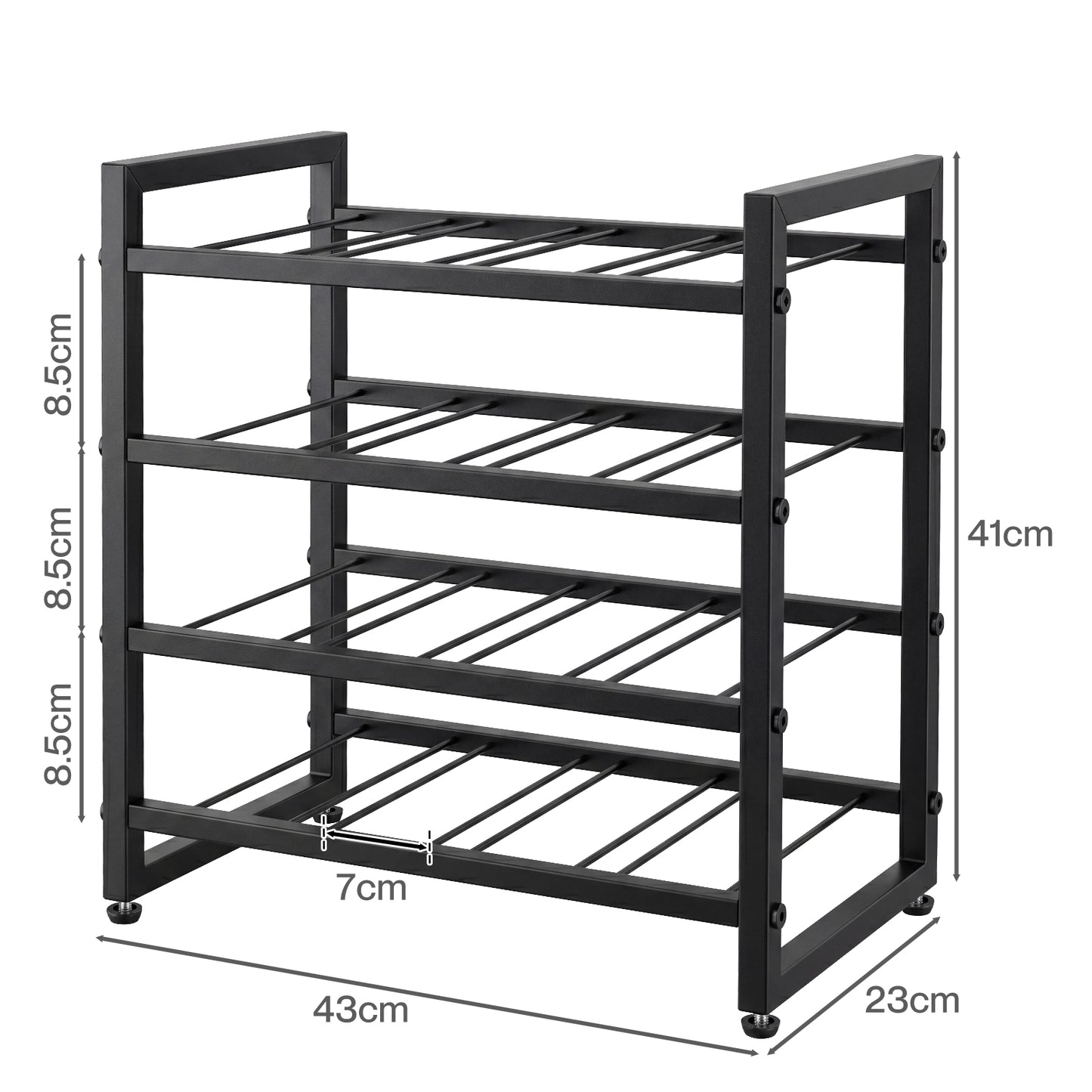 Levede 16 Bottle Wine Rack Countertop Wine Storage Organiser 4 Tier Metal Black