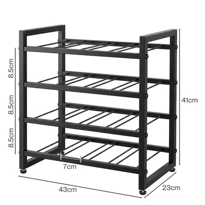 Levede 16 Bottle Wine Rack Countertop Wine Storage Organiser 4 Tier Metal Black