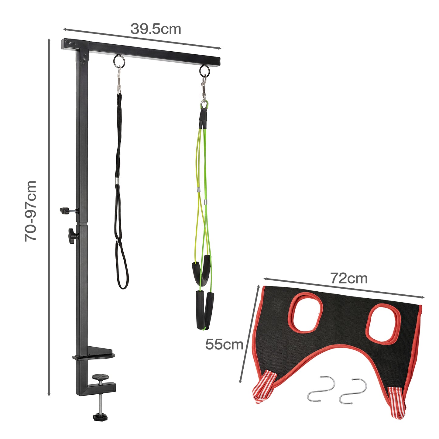 Skylos Dog Grooming Table Arm Adjustable 270° Steel Clamp Hammock for Home Black