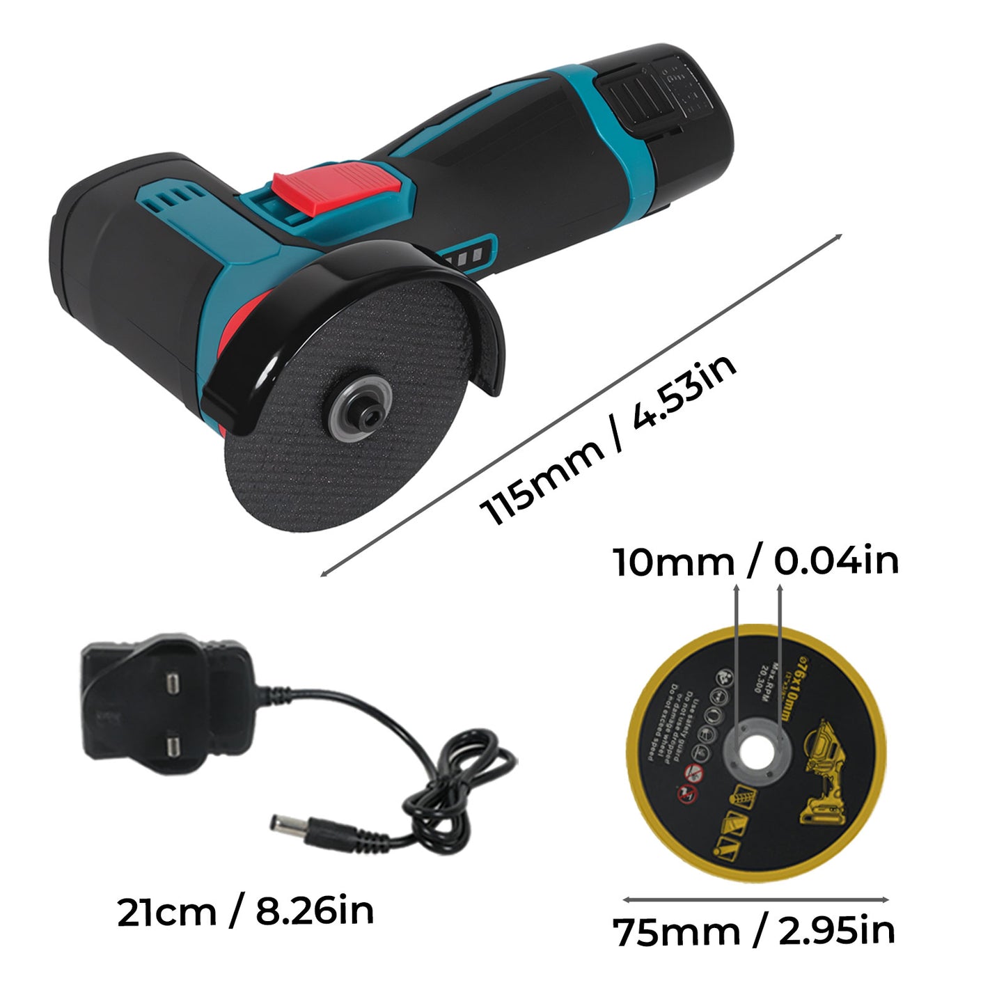 Traderight Mini Cordless Angle Grinder 2 Battery Charger Polishing Cutting 12V
