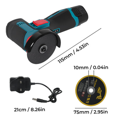 Traderight Mini Cordless Angle Grinder 2 Battery Charger Polishing Cutting 12V