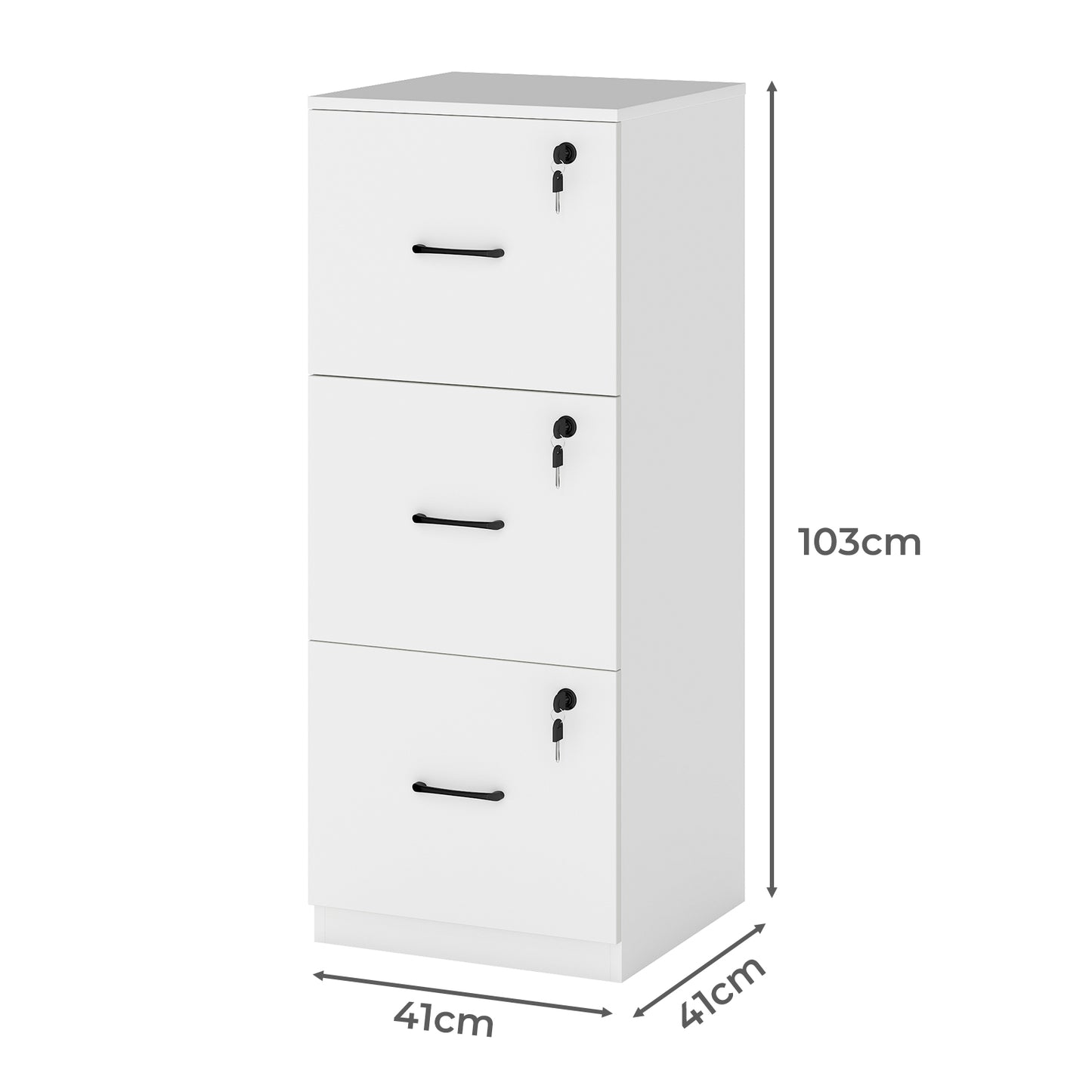Levede 3 Drawer Filing Cabinet Lockable Home Office Tall File Storage Cabinet