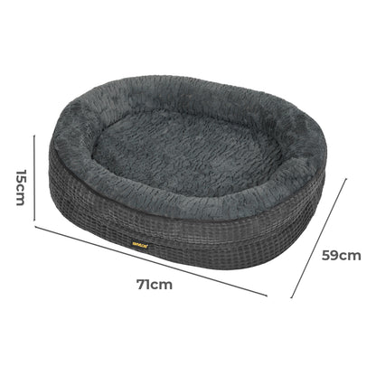Skylos Orthopedic Plush Dog Bed Soft Washable Pet Bed Grey Cosy Cushion M Size
