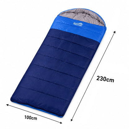 Mountview Sleeping Bag Extra Wide 230x100cm 3 Season Waterproof Hiking Blue