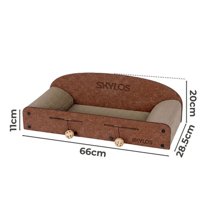Skylos Cat Scratcher Scratching Board Corrugated Cardboard Scratch Bed 2 Balls