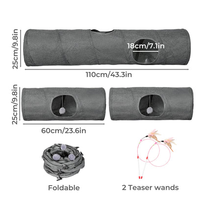Skylos Large Cat Tunnels 3 Pcs Modular Foldable Linen Tube Kittens Rabbits Toys