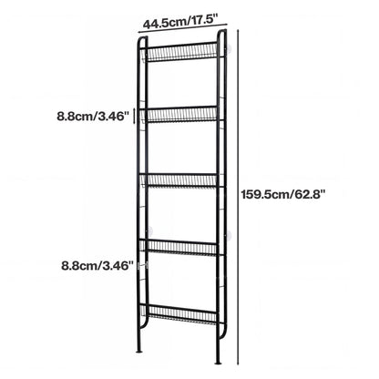 Levede Behind Door Storage Organiser Narrow 5-Tier Bathroom Shelves Steel Black