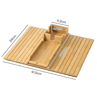 Levede Sofa Arm Tray Table 2 in 1 Bamboo Couch Armrest Organiser Cup Mug Holder