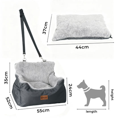 Skylos Dog Car Seat Portable Pet Travel Bed Carrier Washable for Small Dogs