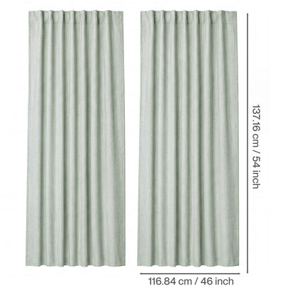 Marlow 100% Blackout Curtains Thermal Linen Look Pair Ready Made 46x54 in Green