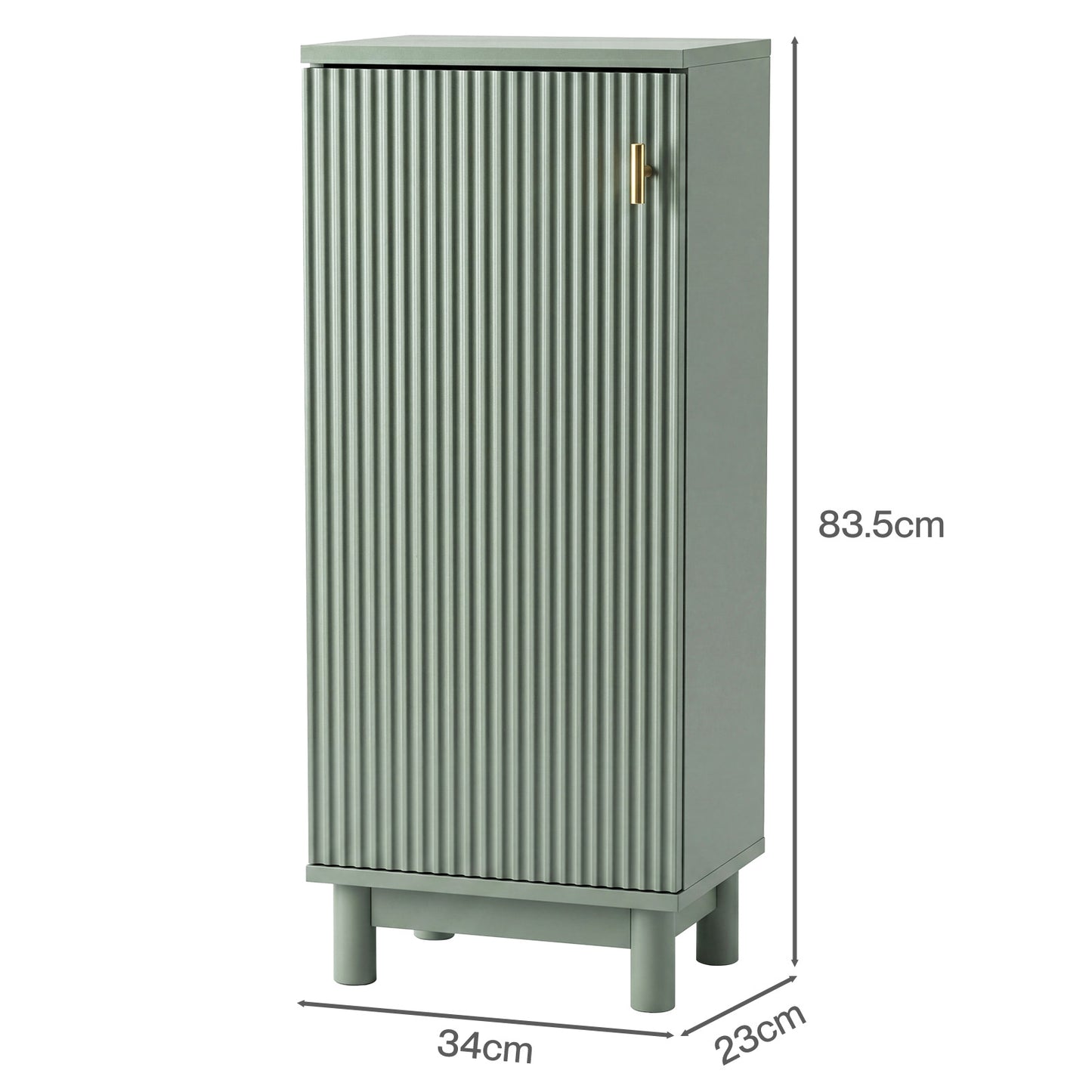 Levede Tall Bathroom Cabinet Narrow Storage Cupboard Adjustable Fluted 3 Tier