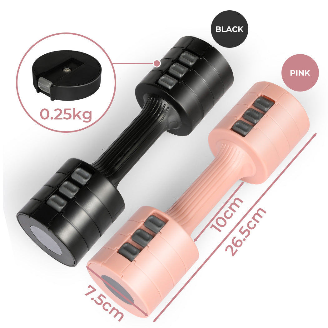 Centra Pair Adjustable Dumbbells 1-2.5kg Metal Home Gym Exercise Weight Training