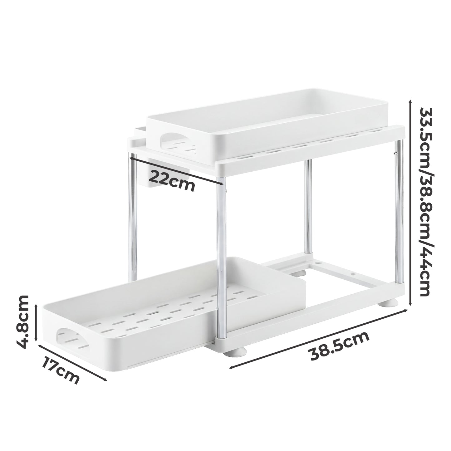 Toque Under Sink Organiser Two Slide-Out Drawers Kitchen Storage 2pcs White