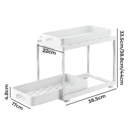 Toque Under Sink Organiser Two Slide-Out Drawers Kitchen Storage 2pcs White