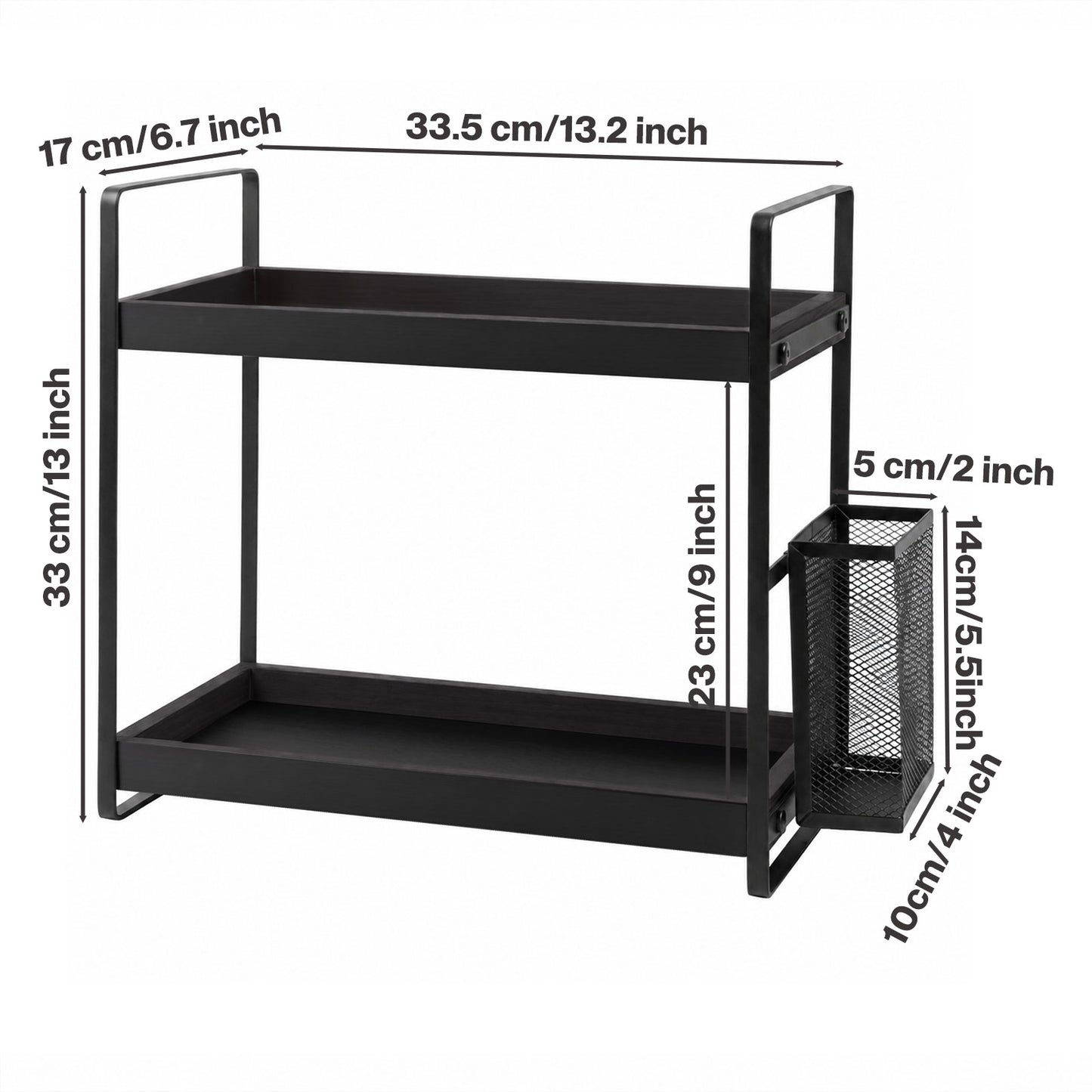Levede Bathroom Organiser Countertop 2 Tier Perfume Skincare Storage Shelf Black