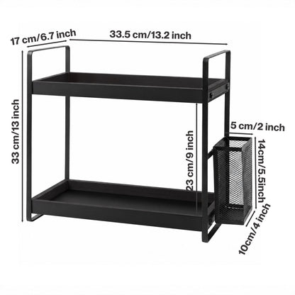 Levede Bathroom Organiser Countertop 2 Tier Perfume Skincare Storage Shelf Black