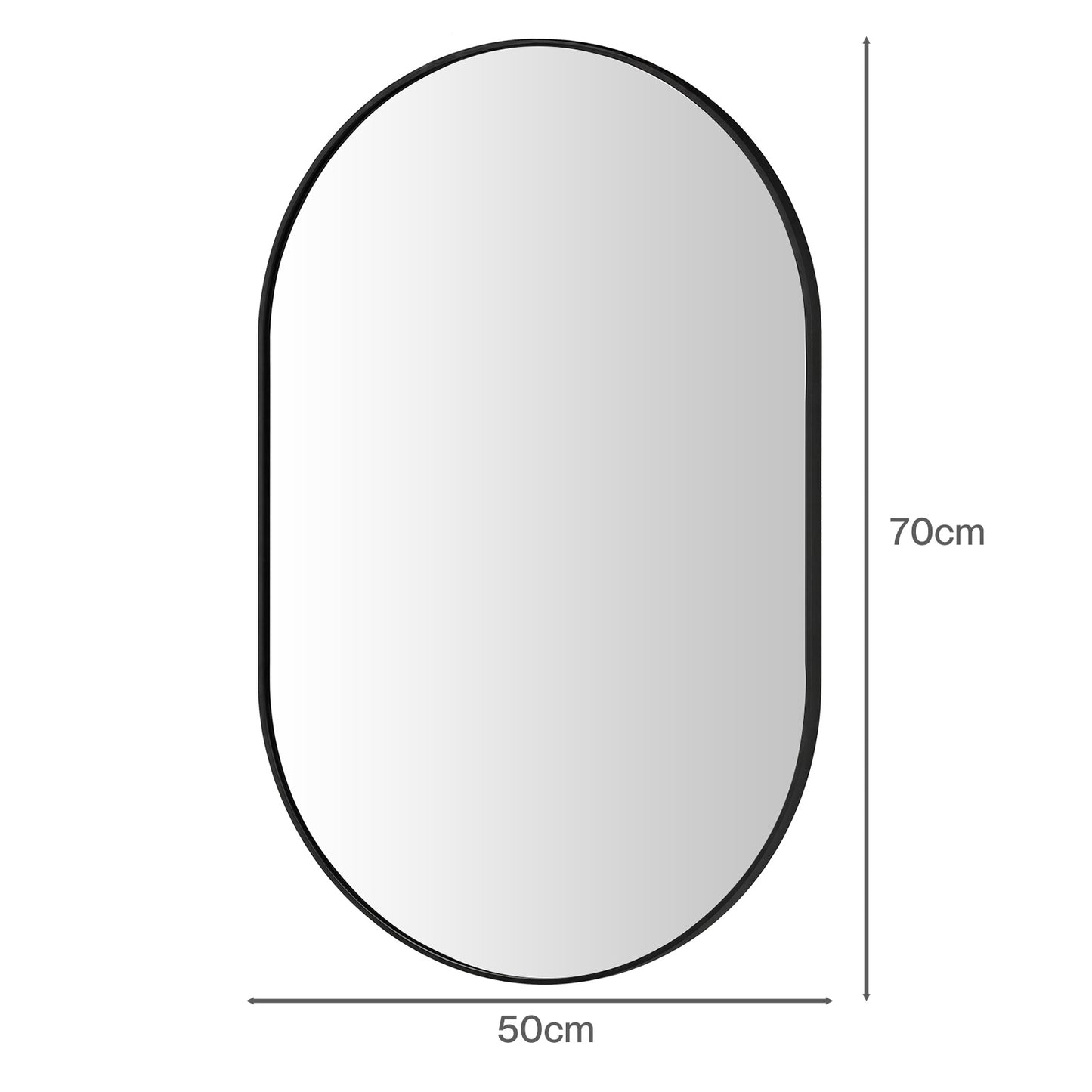 Yezi Wall Mirror 50x70cm Oval Bathroom Bedroom Vanity Make-up Mirror Aluminium