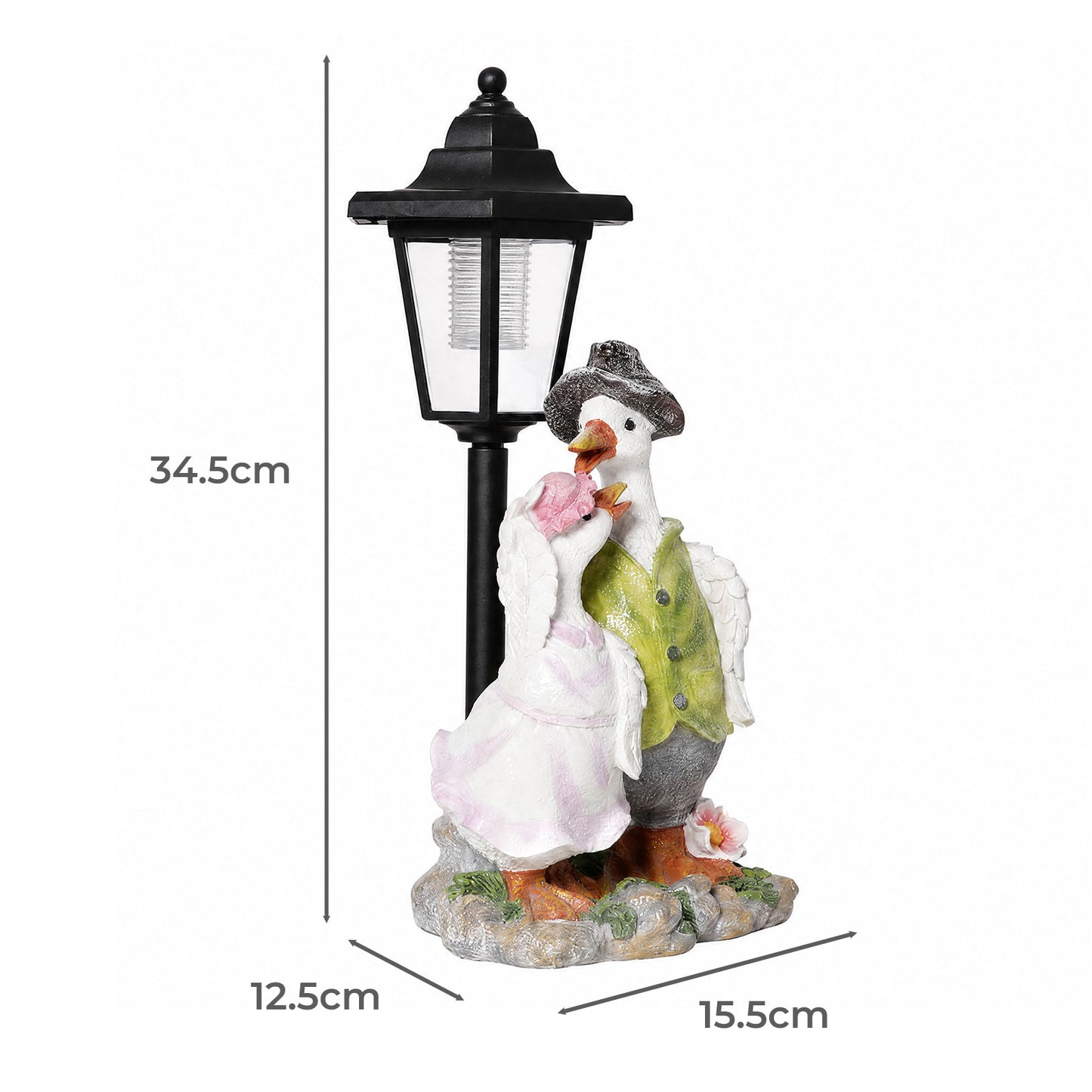 Emitto Garden Ornaments Outdoor Solar Duck Sculpture with LED Light for Patio