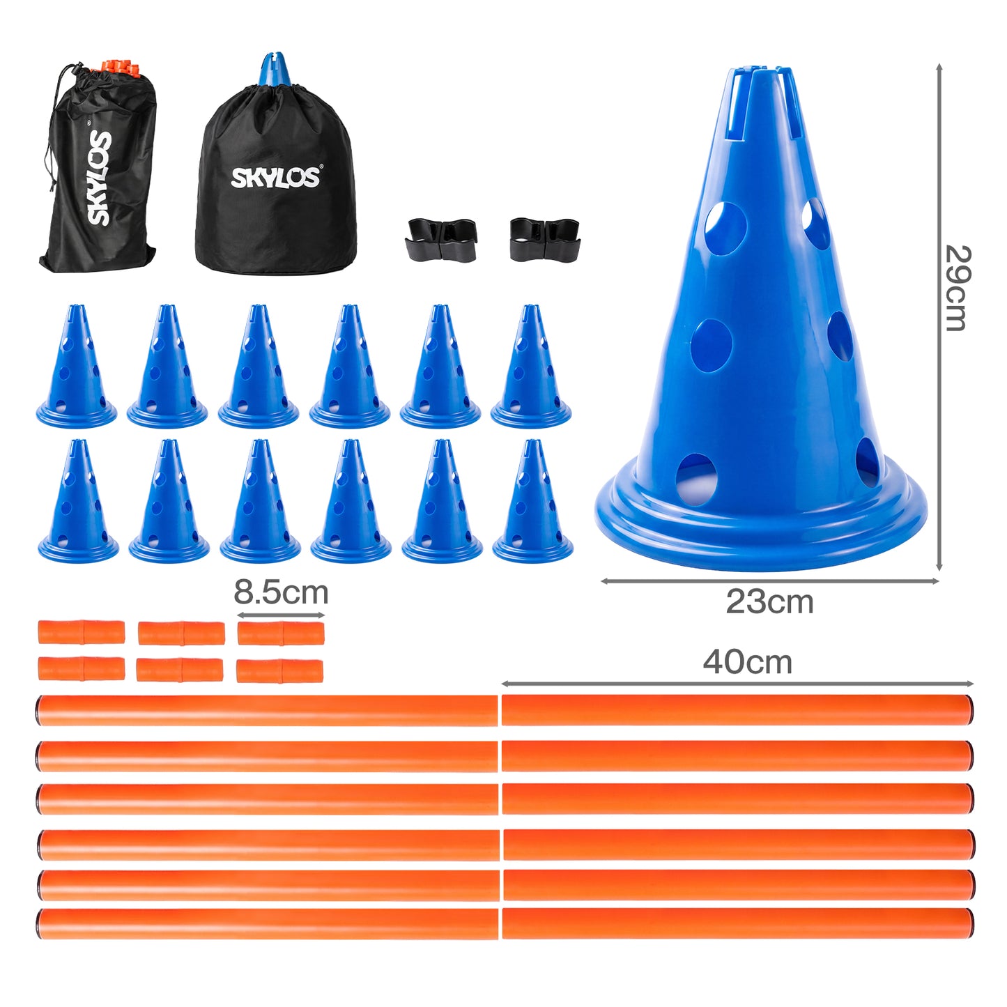 Skylos Dog Agility Training Set Hurdle Cone Kit Height Adjustable Storage Bag