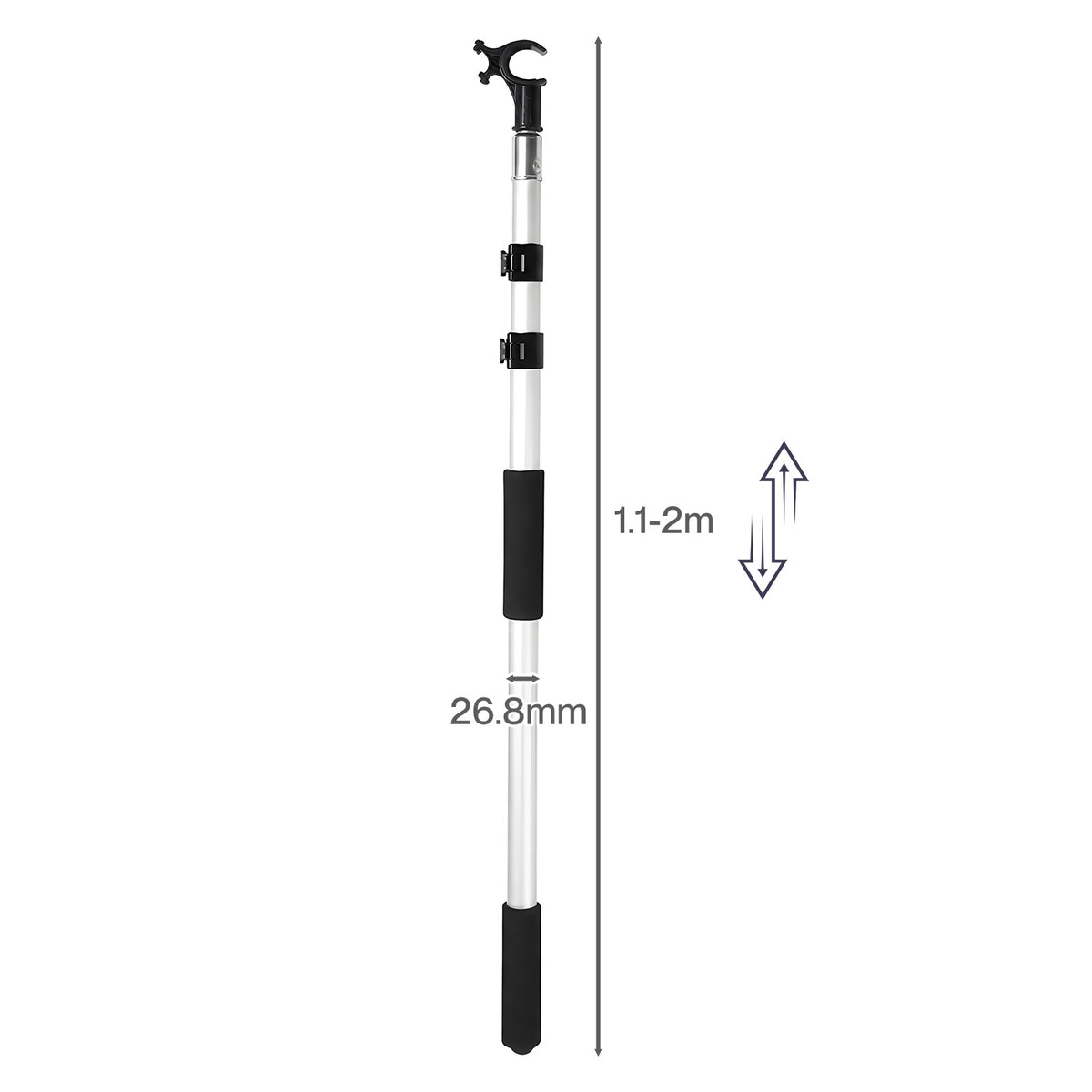 Levede Skylight Opener Telescopic Window Pole 1.1-2m Roof Window Aluminium Black