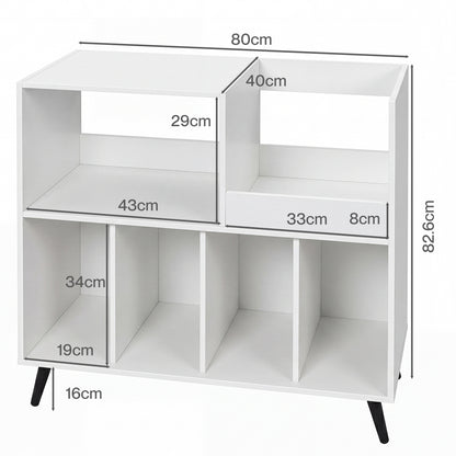 Levede Record Player Stand 300+ Album Storage Turntable Cabinet Rubber Wood White