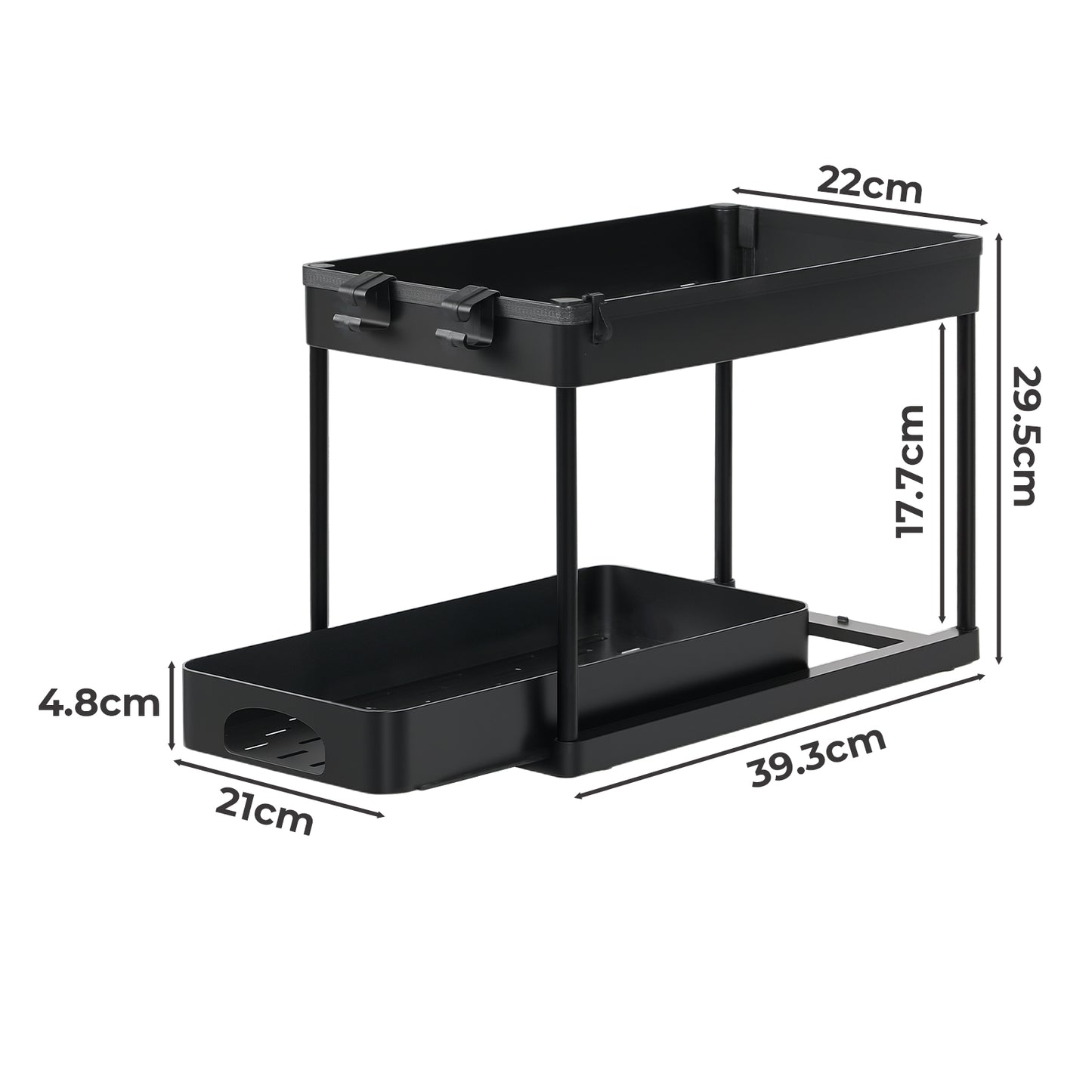 Toque Under Sink Storage Kitchen Sliding Drawer Pull Out Organiser 2 Pack Black