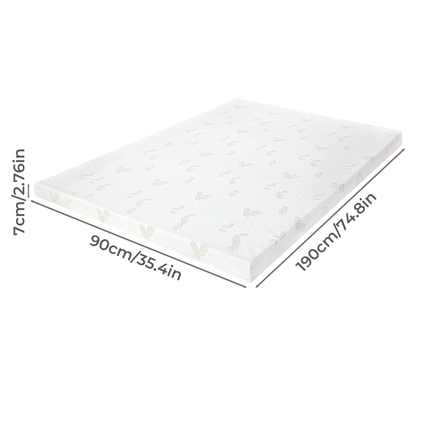 Lavio Memory Foam Mattress Topper 7cm Single Dual Layer Pressure Relief Washable