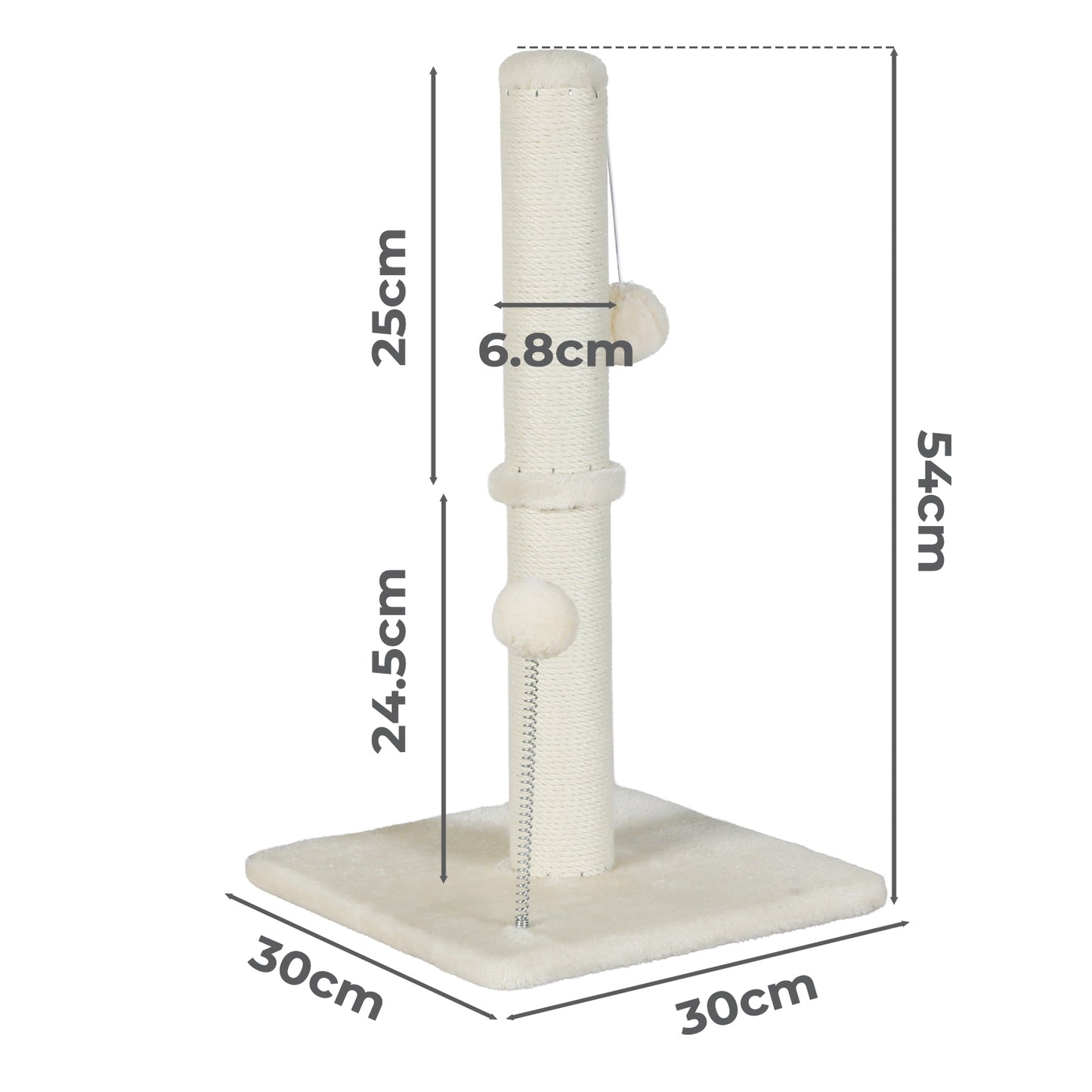 Skylos Cat Scratching Post 54cm Strong Natural Sisal Heavy Duty Scratcher Ball