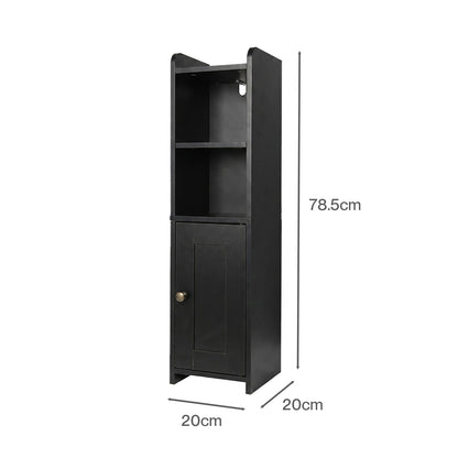 Levede Bathroom Cabinet Slim Corner Storage Adjustable Shelves PB MDF Black