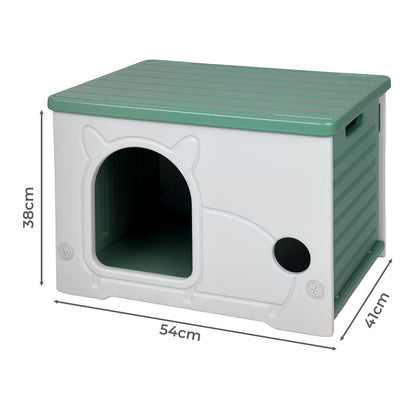 Skylos Dog Kennel Plastic Puppy Shelter Pet House Weatherproof Outdoor Indoor