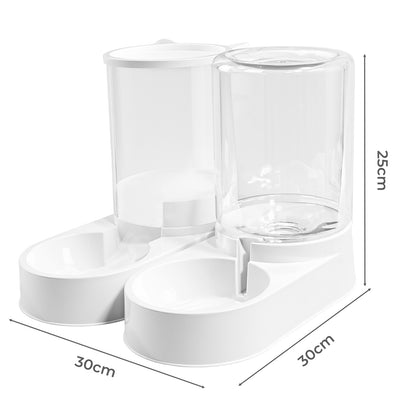 Skylos 2 Packs Automatic Food Feeder Waterer Set 3.2L Plastic Dispenser Dog Cat