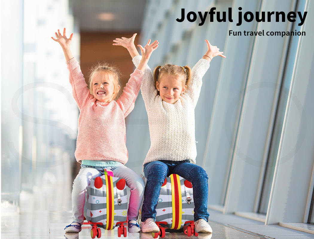 Dekko 17' ' Kids Luggage Ride On Suitcase on Wheel with Scooter for Travel Seat
