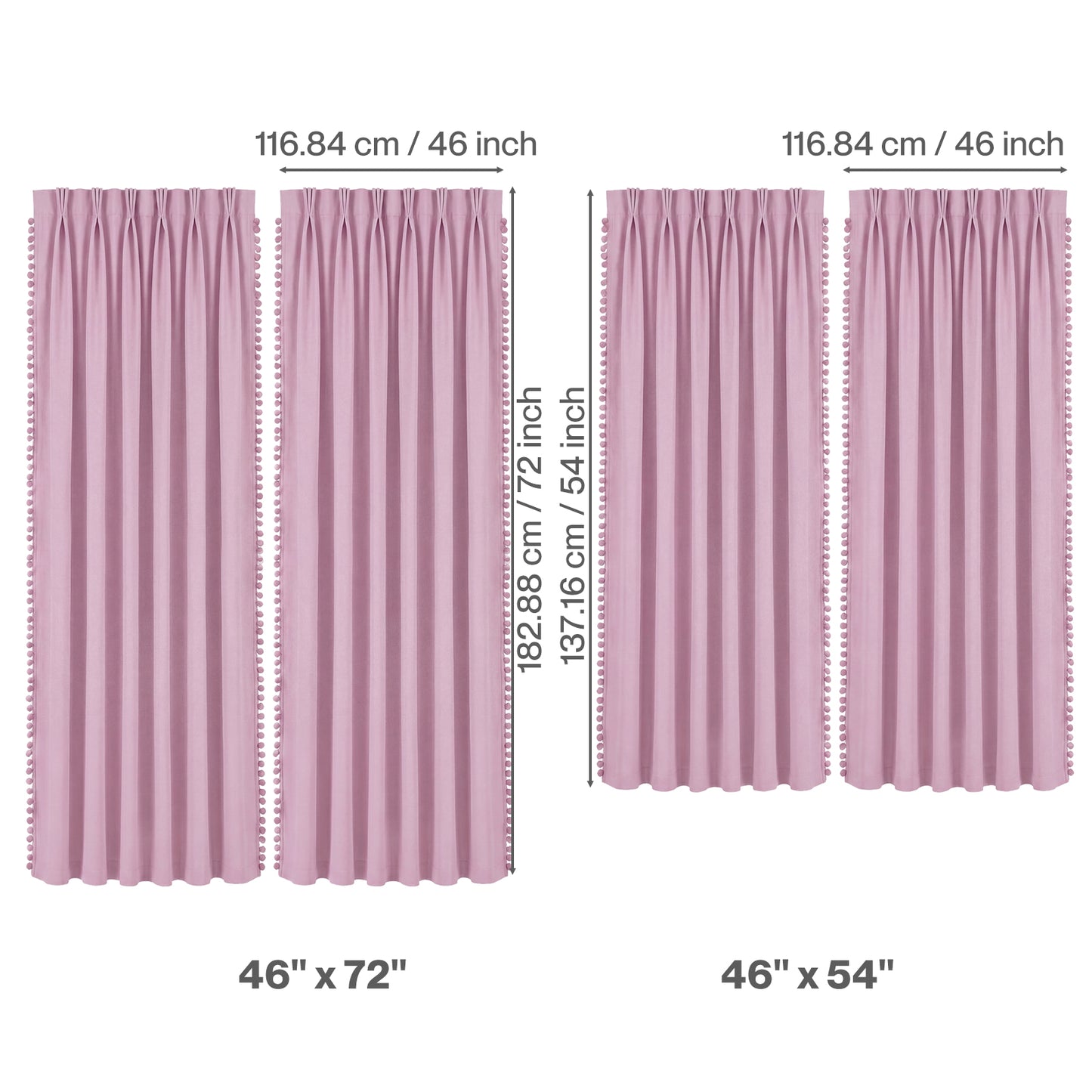 Marlow Pink Pom Pom Curtains for Nursery Baby Girls Room  2 Panels