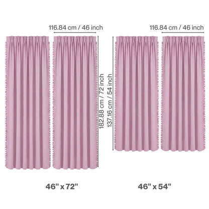 Marlow Pink Pom Pom Curtains for Nursery Baby Girls Room  2 Panels