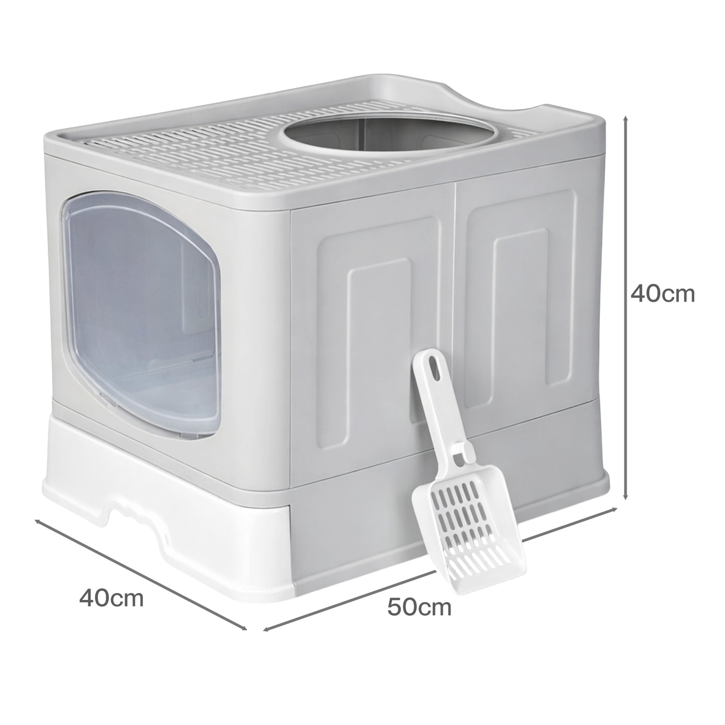Skylos Cat Litter Box Foldable Entry Top Exit Anti Tracking Cat Litter Tray