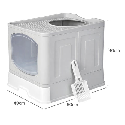Skylos Cat Litter Box Foldable Entry Top Exit Anti Tracking Cat Litter Tray