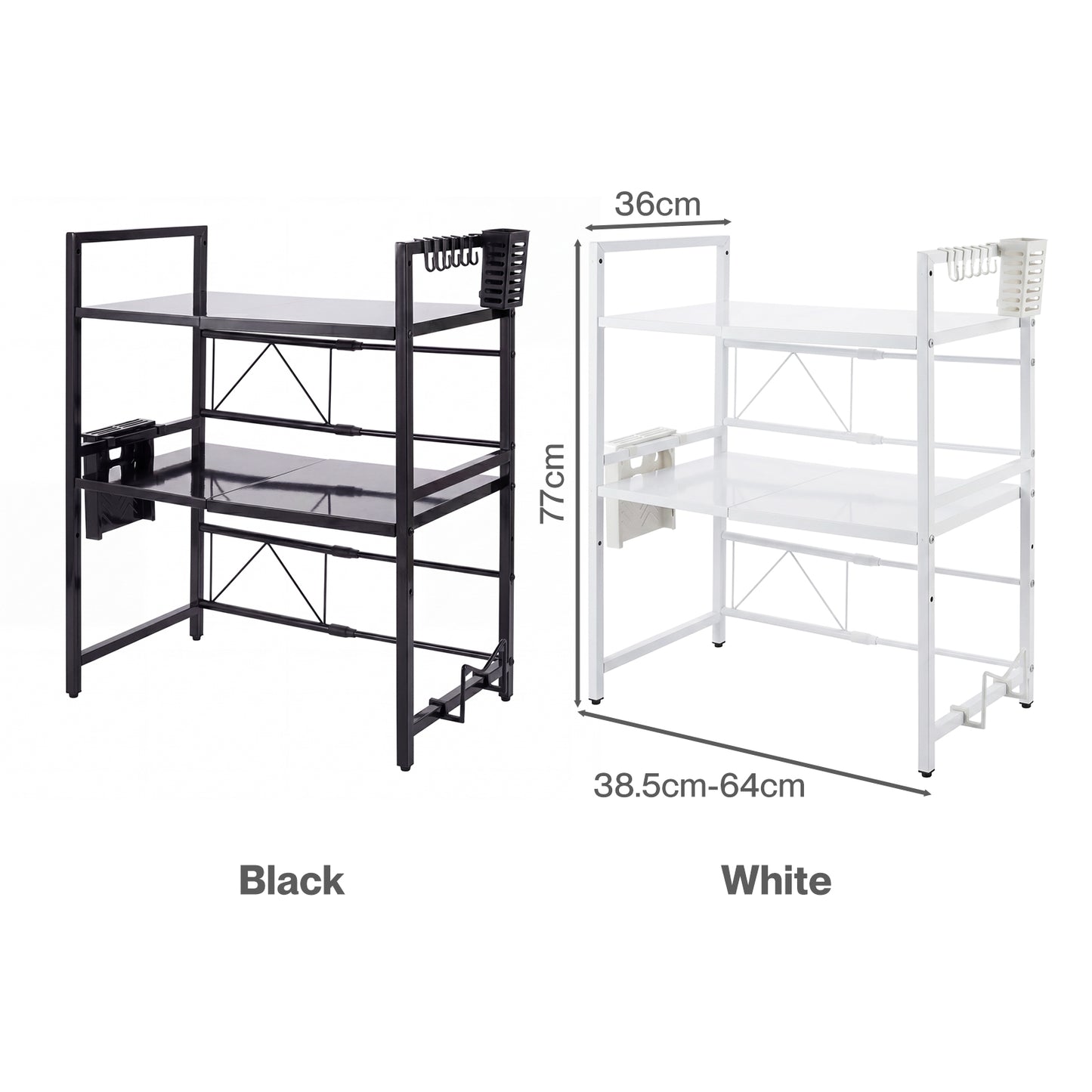 TOQUE 3 Tier Expandable Rack Stand Kitchen Storage Holder Microwave Oven Shelf