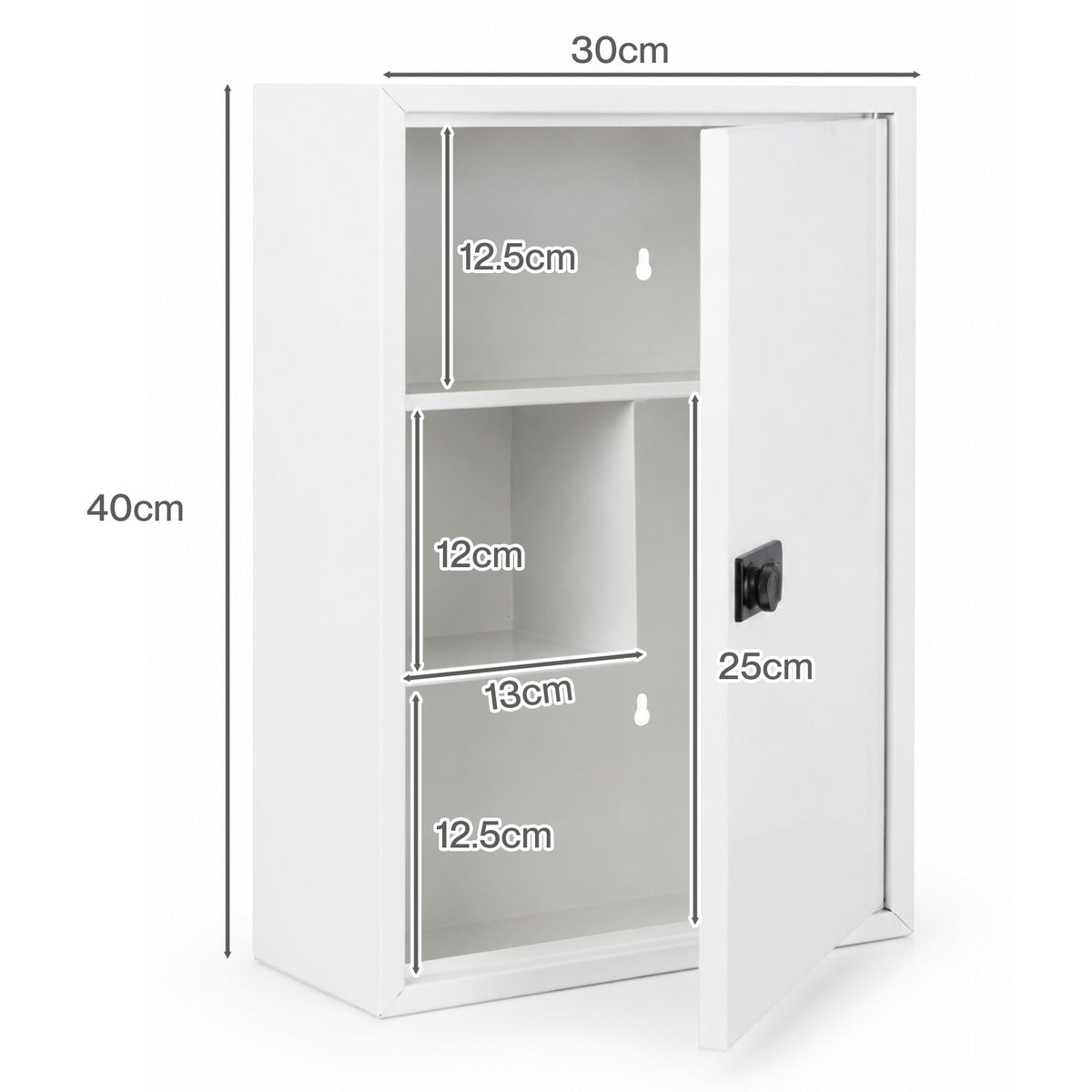 Levede Medicine Cabinet Lockable Storage Box Wall Mounted Metal Home White