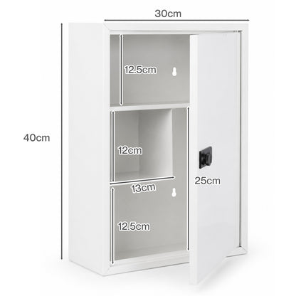 Levede Medicine Cabinet Lockable Storage Box Wall Mounted Metal Home White
