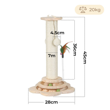 Skylos Cat Scratching Post Strong Natural Sisal Pole 45cm Activity Center Toys