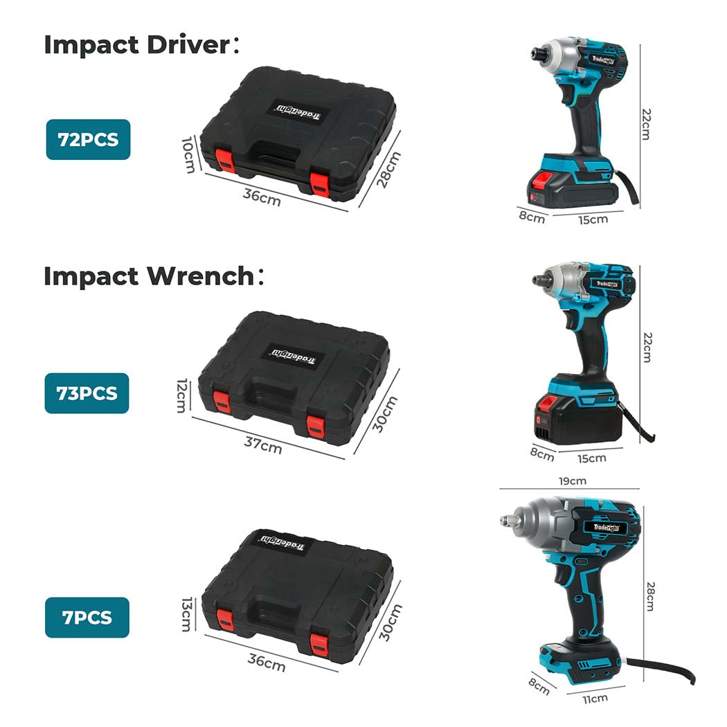 TraderightÂ 21VÂ CordlessÂ BrushlessÂ ImpactÂ Wrench DriverÂ 550/1200N.m 4.0AhÂ Battery