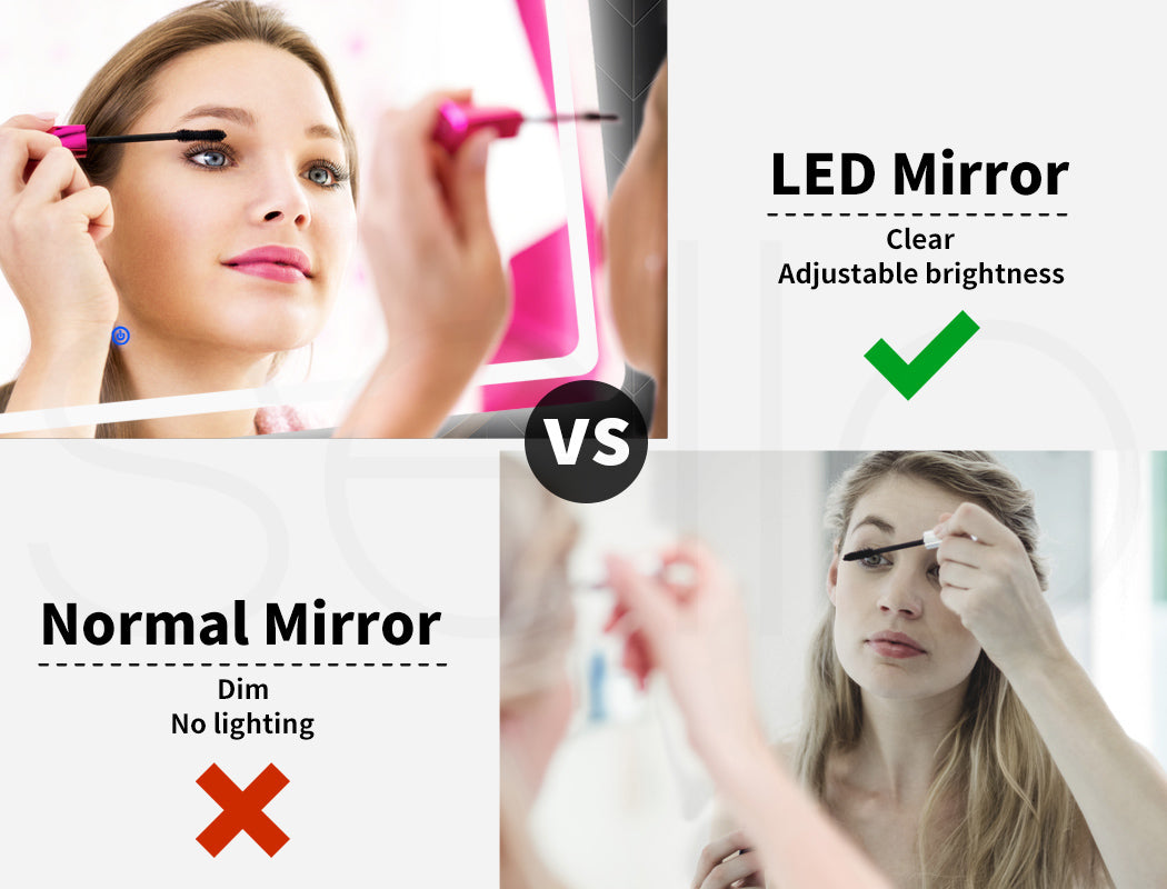 Emitto LED Wall Mirror Anti-fog Bathroom Mirrors Makeup Light 100x70cm