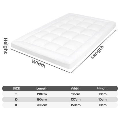 Lavio Thick Mattress Topper Single Double King 10cm Deep Microfibre Washable