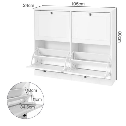 Levede Shoe Cabinet Slim Shoe Storage Unit Flip Drawers Hallway Organiser White