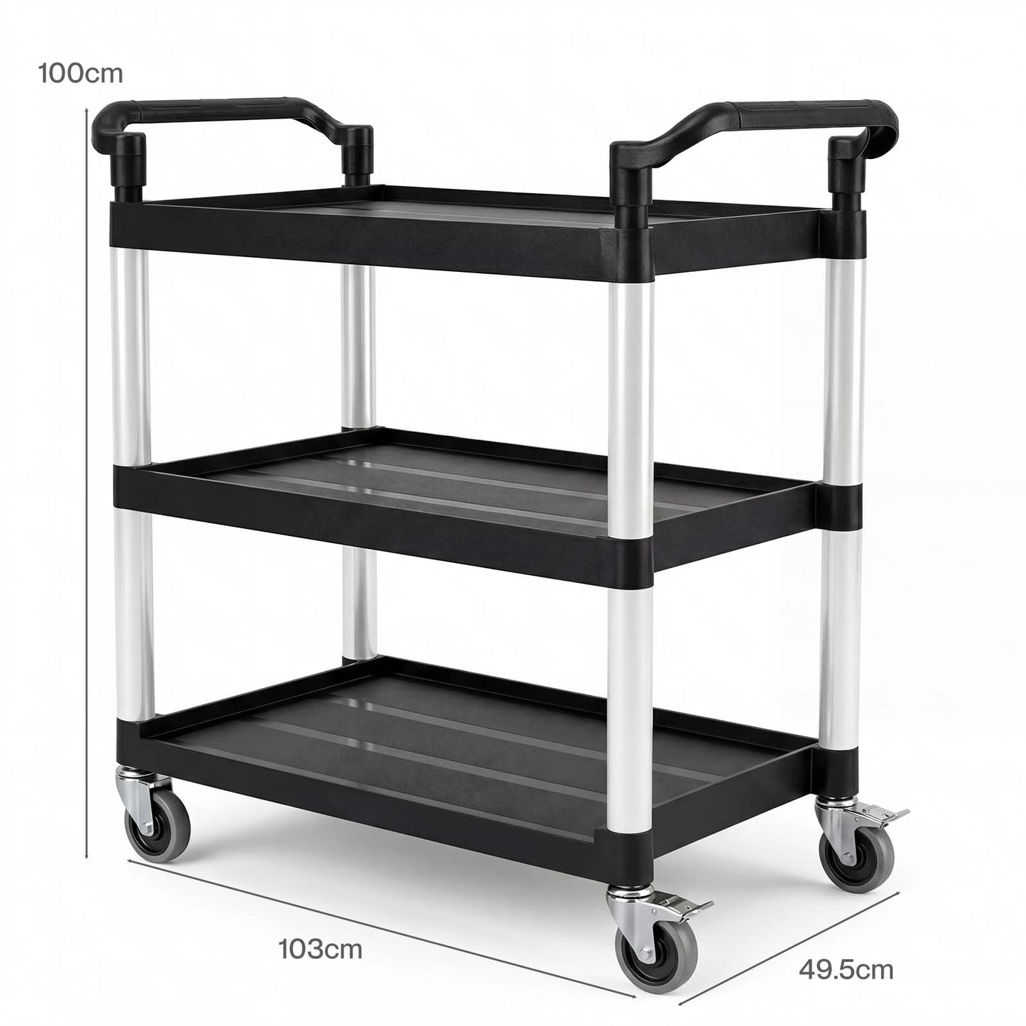 Levede Tool Trolley 3 Tier Rolling Storage Cart Multi-functional Workplace Black
