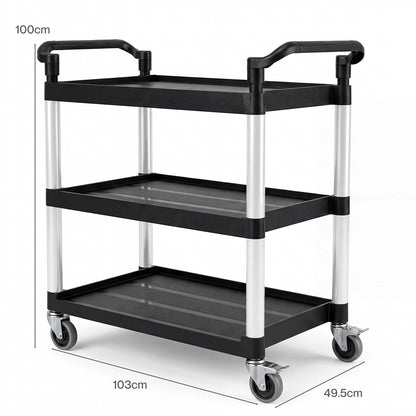 Levede Tool Trolley 3 Tier Rolling Storage Cart Multi-functional Workplace Black