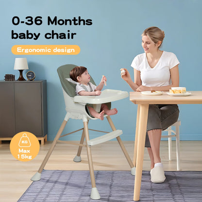 Dekko Baby High Chair Safe Feeding 6-In-1 Removable Seat Tray Adjustable Green