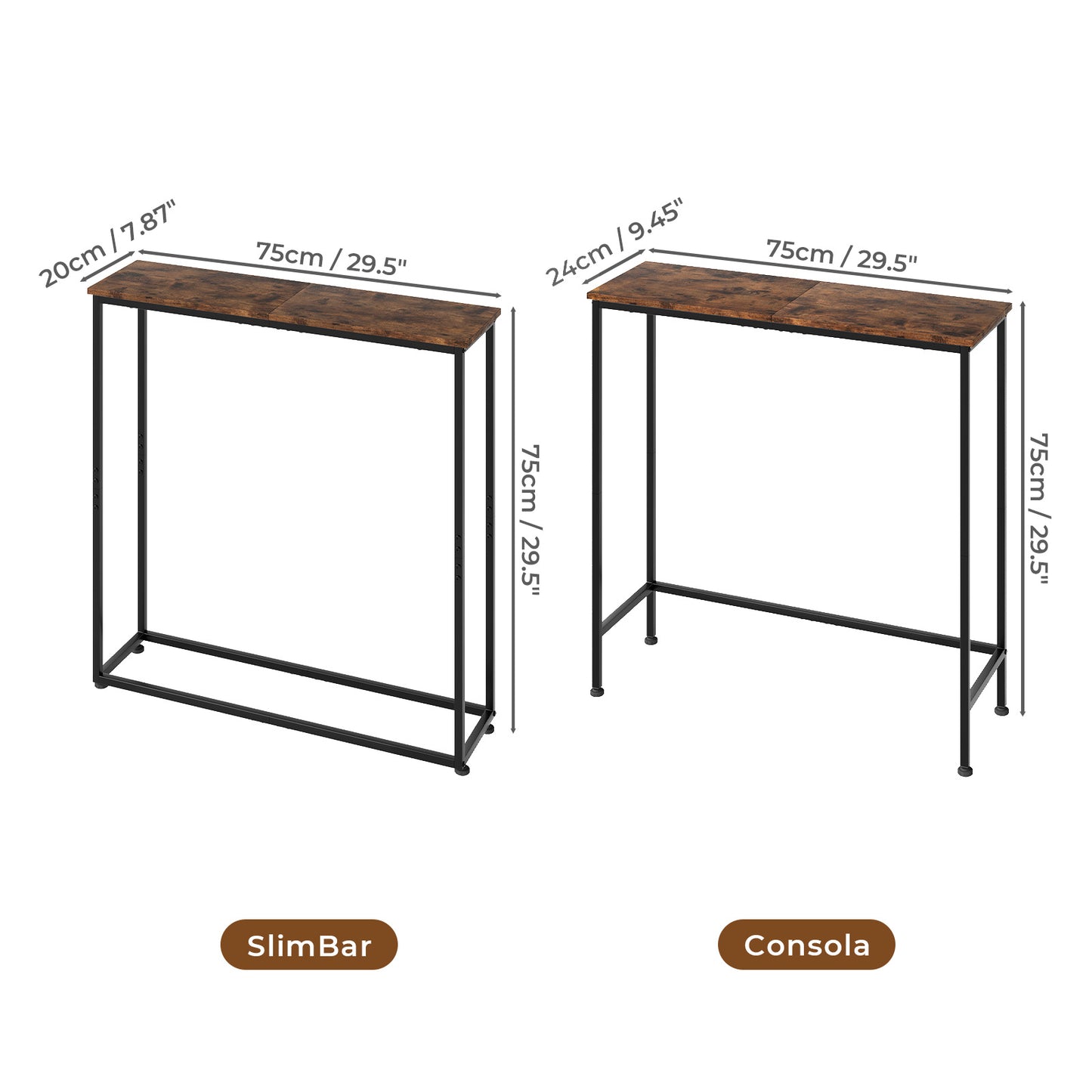 Narrow Console Table Slim Entryway Hallway Sofa Table Display Shelf Wood Steel