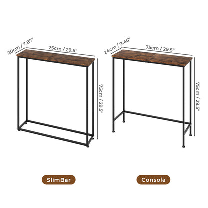 Narrow Console Table Slim Entryway Hallway Sofa Table Display Shelf Wood Steel