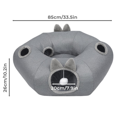 Skylos Foldable Cat Tunnel Bed Interactive Donut Toy for Indoor Cats Kittens